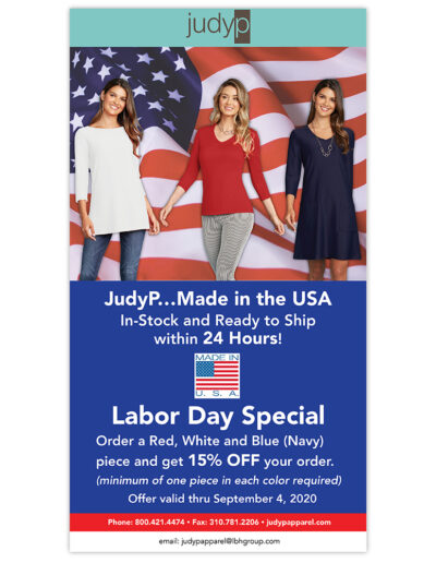 Email Marketing | JudyP Apparel Labor Day Special MJ OBrien Design