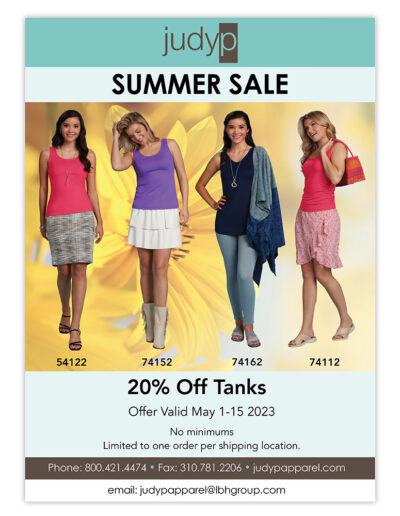 Email Marketing | JudyP Apparel Tank Summer Sale 2023